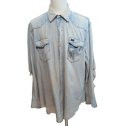 Chemise Wrangler 2XL Tall Jean Western Vintage GRUNG manches longues