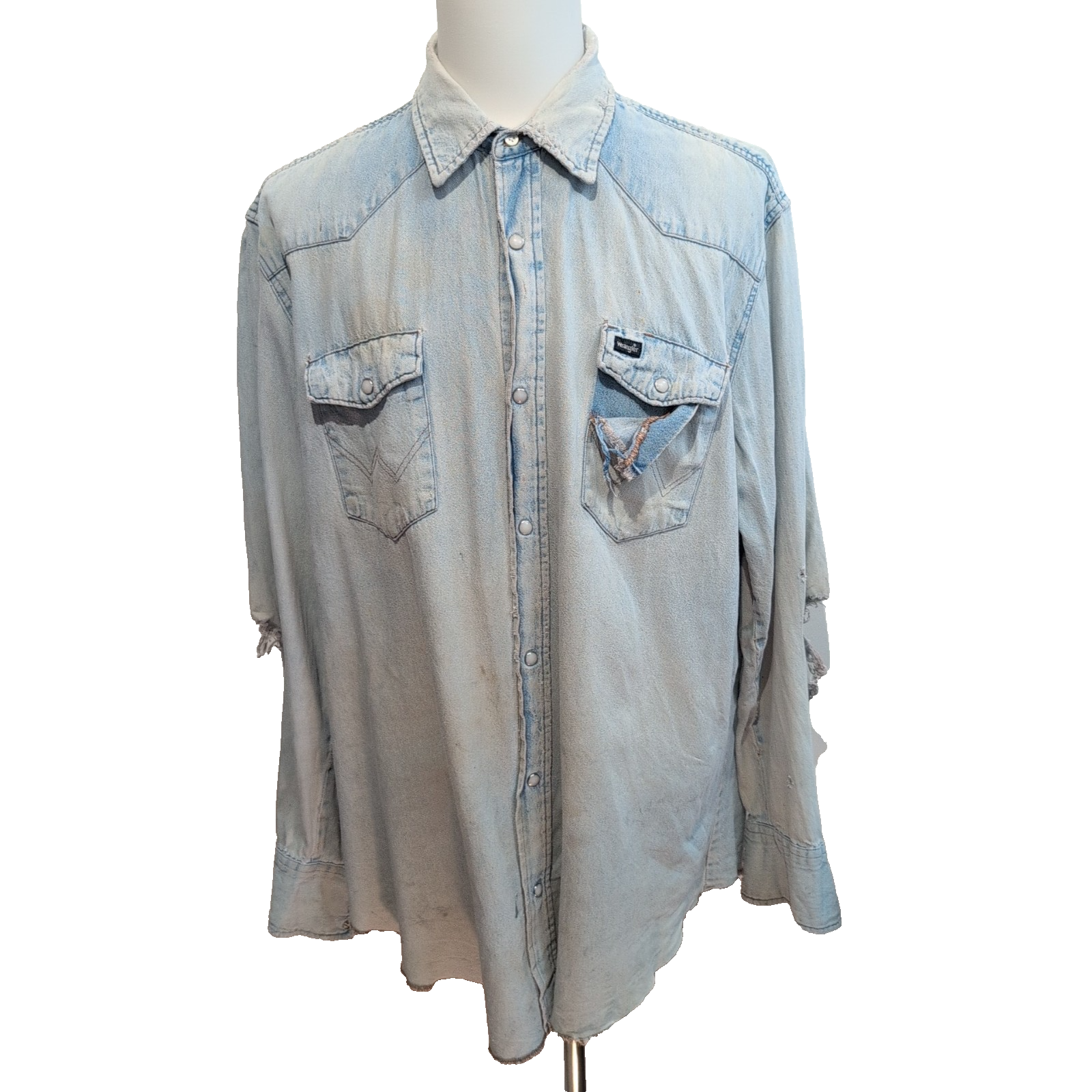 Chemise Wrangler 2XL Tall Jean Western Vintage GRUNG manches longues