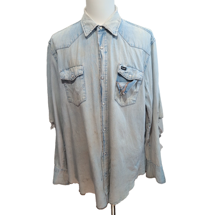 Chemise Wrangler 2XL Tall Jean Western Vintage GRUNG manches longues