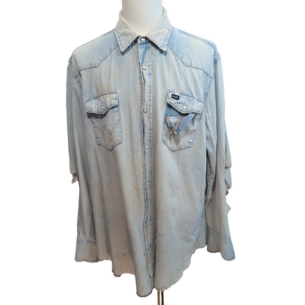 Chemise Wrangler 2XL Tall Jean Western Vintage GRUNG manches longues