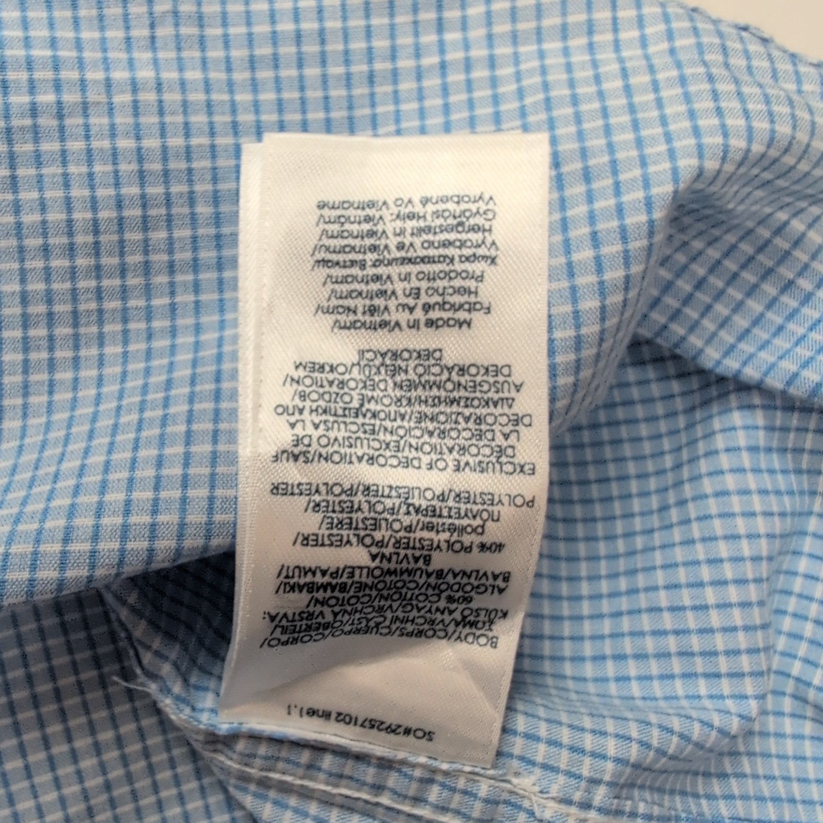 Chemise Chaps bleu ciel à petits carreaux avec poche et logo manches courtes XL