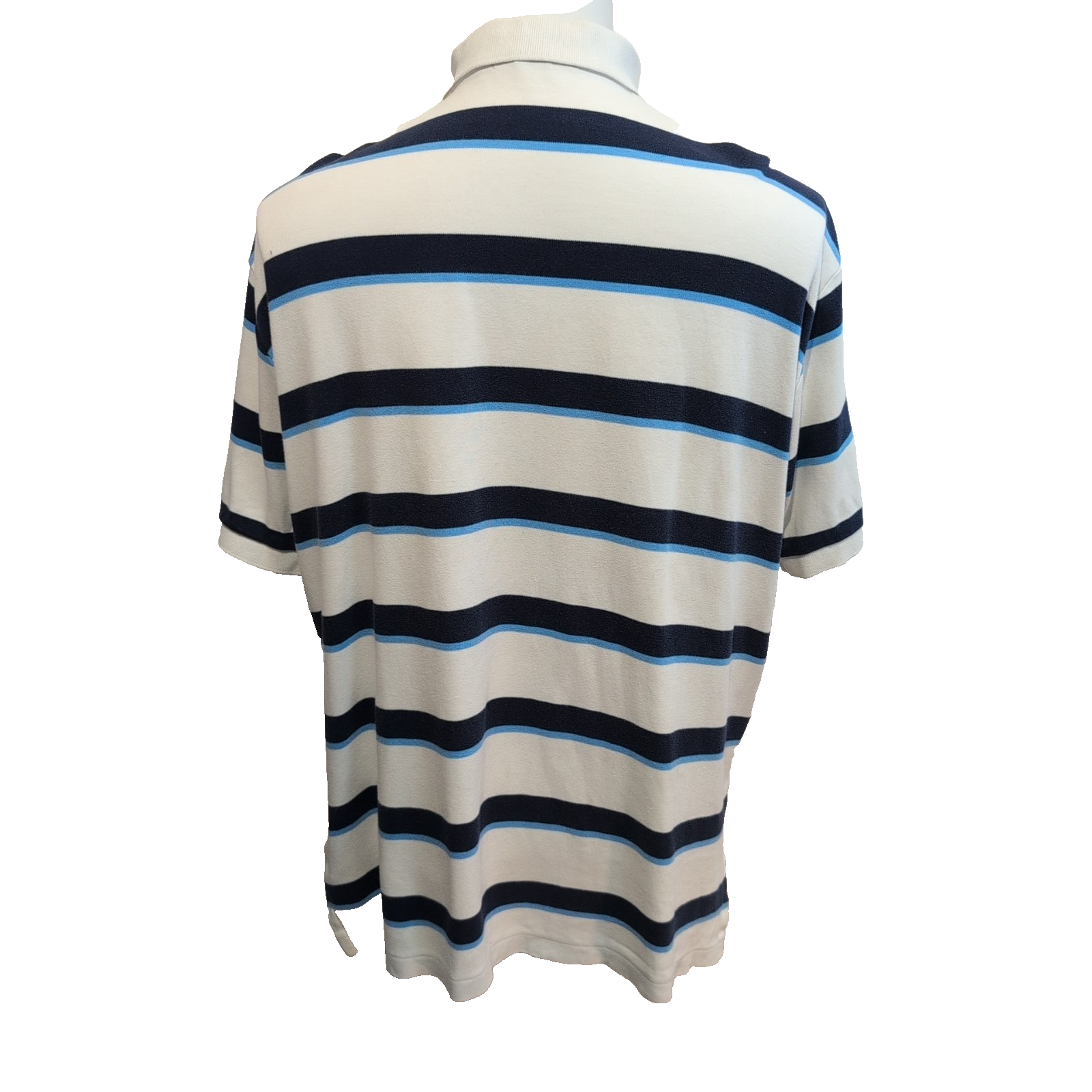 Polo Ralph Lauren Homme L Blanc Rayures Bleu Logo Rouge Manches Courtes