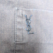 Chemise YVES SAINT LAURENT XL Bleu Marine Unie Logo Brodé Manches Courtes