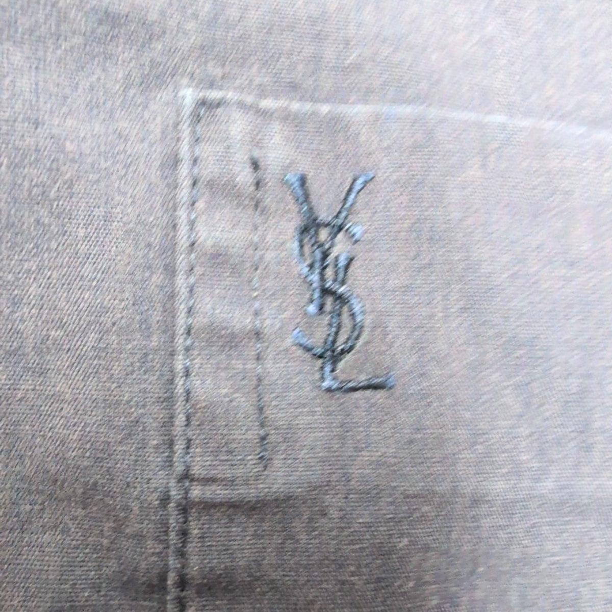 Chemise YVES SAINT LAURENT XL Bleu Marine Unie Logo Brodé Manches Courtes