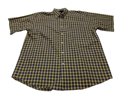 Chemise Tommy Hilfiger jaune à carreaux manches courtes taille L Vintage homme