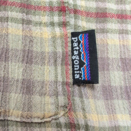 Chemise Patagonia L Marron Orange Carreaux Coton Bio Portugal manches courtes