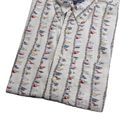 Chemise CHAPS Ralph Lauren manches courtes crème fanions nautiques shirt XL