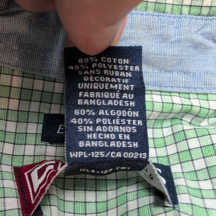 Chemise CHAPS verte à carreaux manches courtes taille XL #3e
