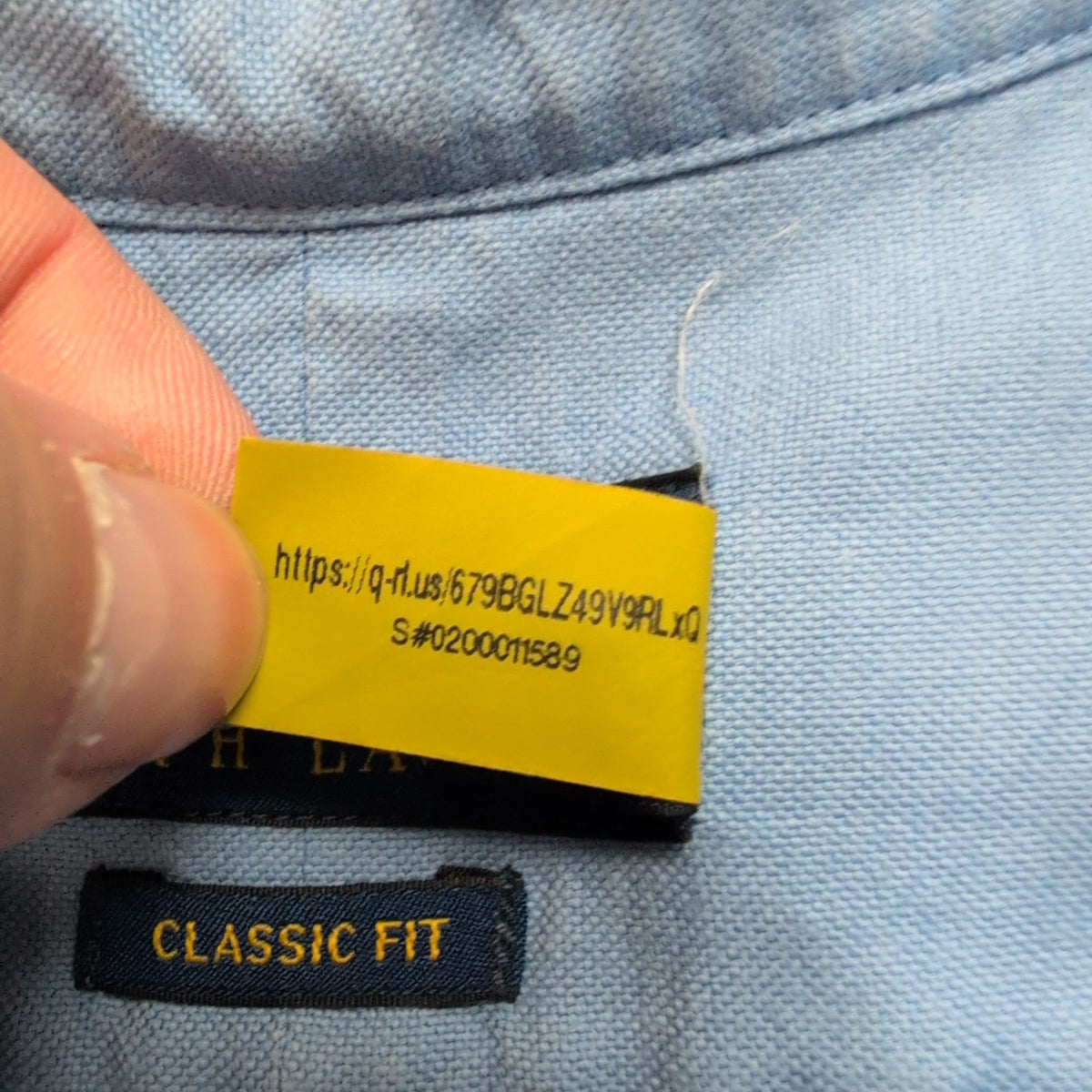 Chemise Polo Ralph Lauren XL Bleue Shirt Button Down Manches Courtes QR code