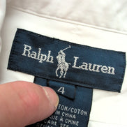 Chemise Ralph Lauren Taille S Blanc Uni 100% Coton Logo Bleu Marine