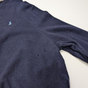 Pull Polo Ralph Lauren 100% Laine Mérinos Bleu Marine Col V - Taille 3XL