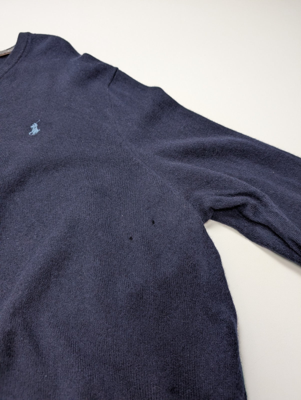 Pull Polo Ralph Lauren 100% Laine Mérinos Bleu Marine Col V - Taille 3XL