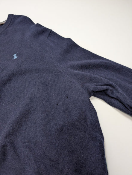 Pull Polo Ralph Lauren 100% Laine Mérinos Bleu Marine Col V - Taille 3XL
