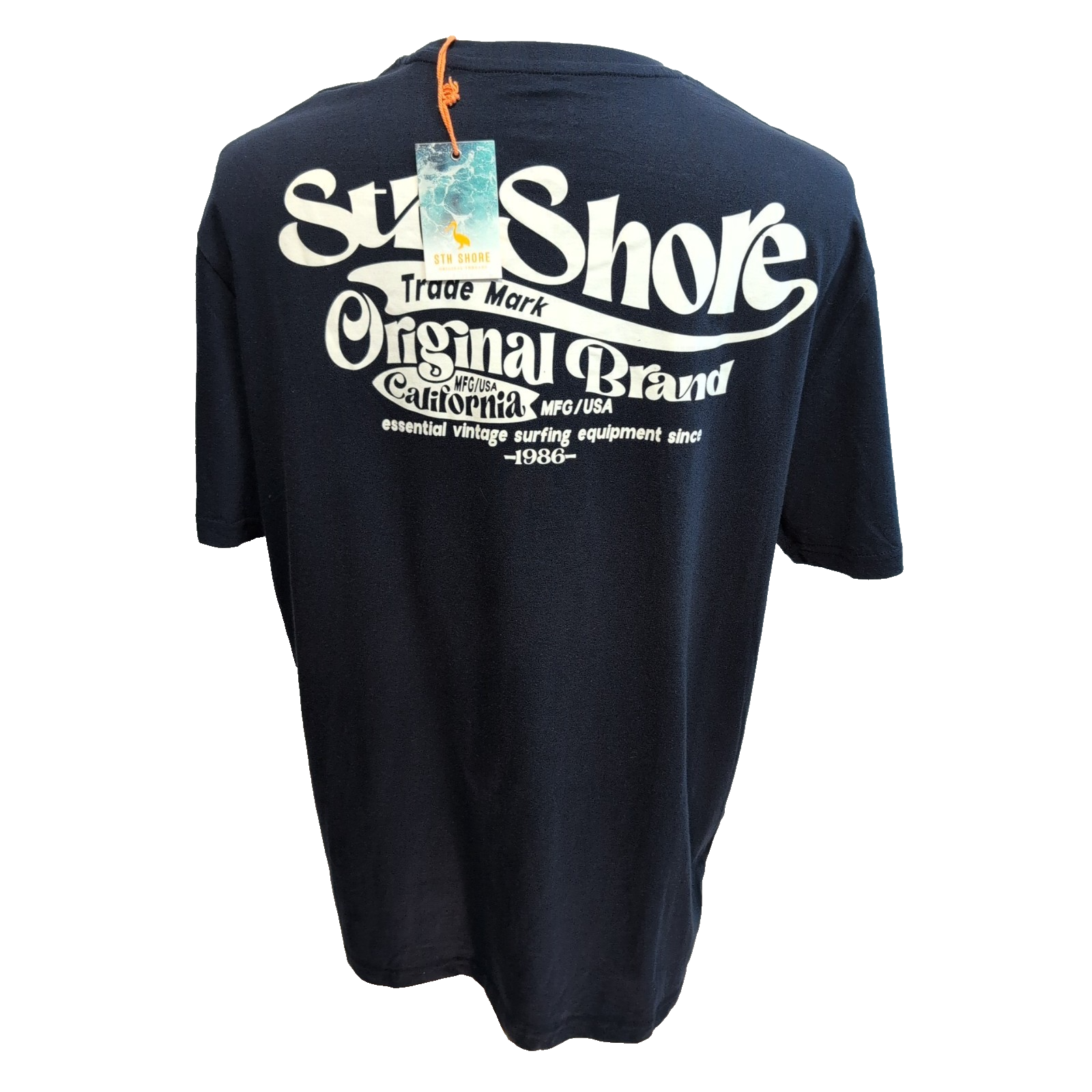 T-shirt STH Shore XL Bleu Marine Surf Logo Dos Neuf avec Étiquette