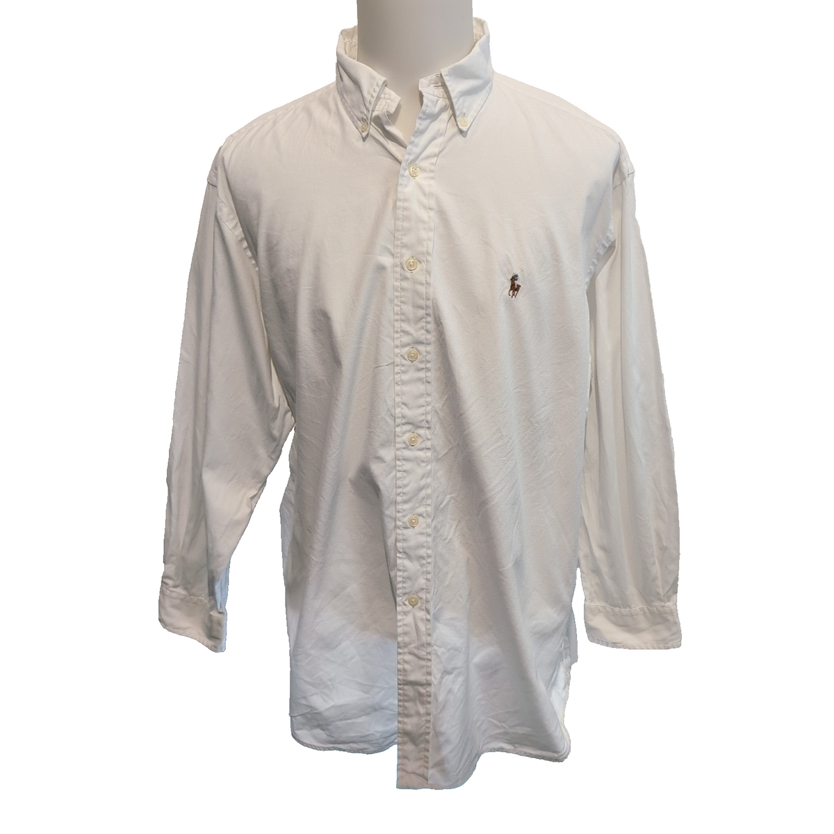 Chemise Ralph Lauren Yarmouth XL blanc Oxford logo marron coton Hong Kong