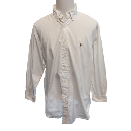 Chemise Ralph Lauren Yarmouth XL blanc Oxford logo marron coton Hong Kong