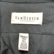 Chemise Van Heusen M L Noire Unie Popeline Poche manches longues