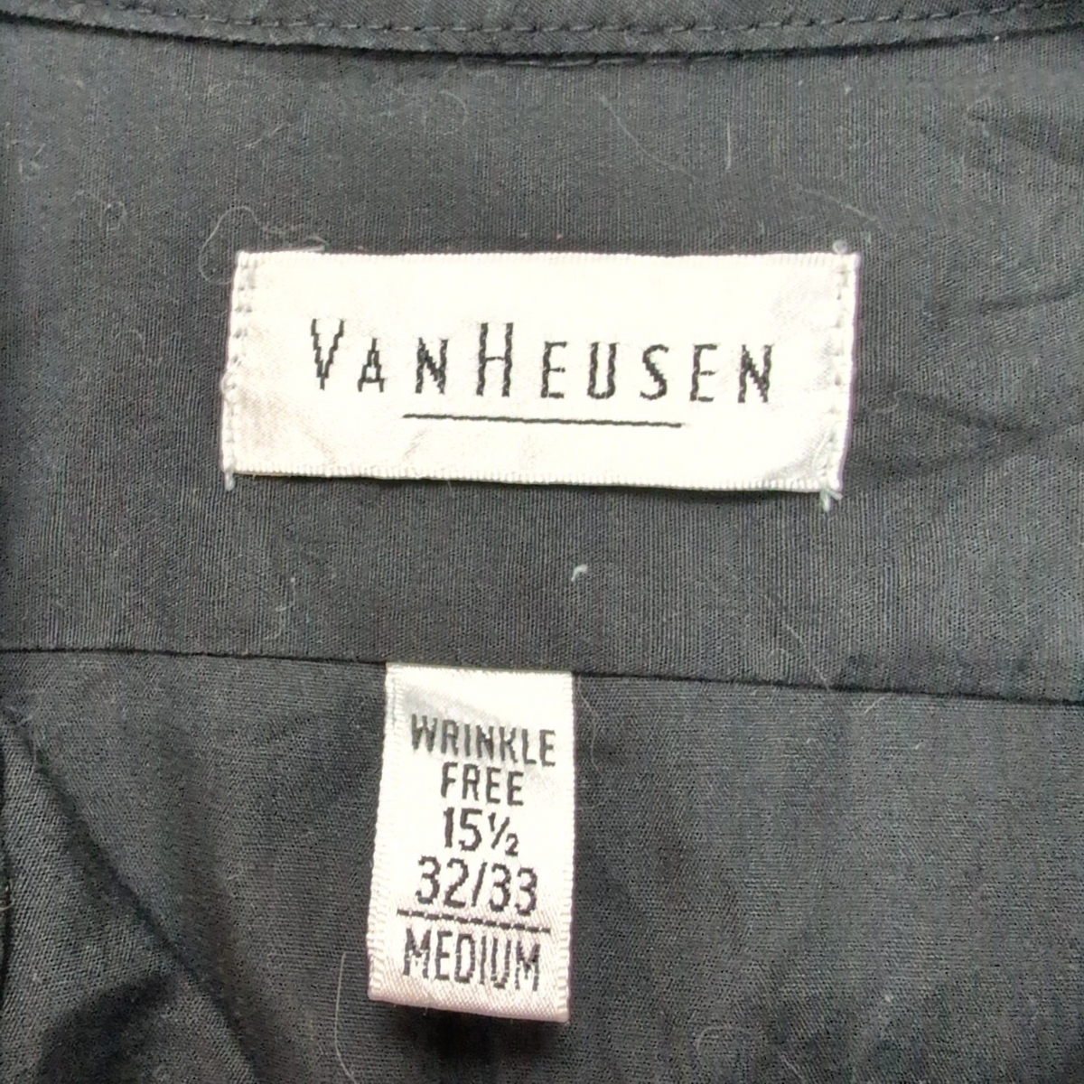 Chemise Van Heusen M L Noire Unie Popeline Poche manches longues
