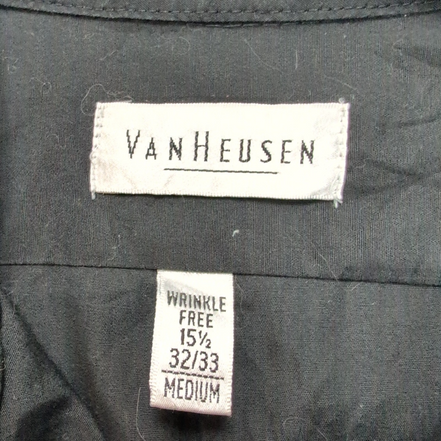 Chemise Van Heusen M L Noire Unie Popeline Poche manches longues