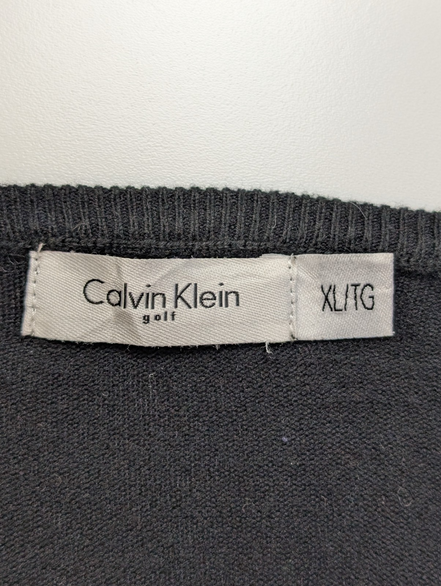 Calvin Klein Golf Pull Femme XL Noir Col V Maille Fine Coton Stretch