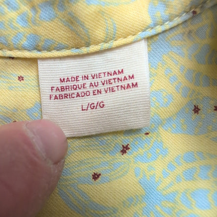 Chemise Hawaïenne Levi’s Jaune Floral Coton Manches Courtes Taille L