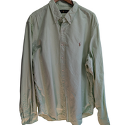 Chemise Ralph Lauren verte clair logo marron taille XXL #2505