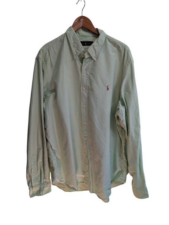 Chemise Ralph Lauren verte clair logo marron taille XXL #2505