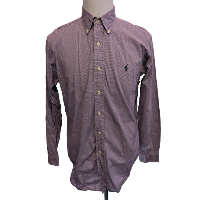 Chemise Ralph Lauren M Violette Carreaux Logo Vert Classic Fit Shirt BD