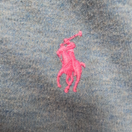 Polo Ralph Lauren Homme L Bleu Chiné Logo Rose Polo Manches Courtes