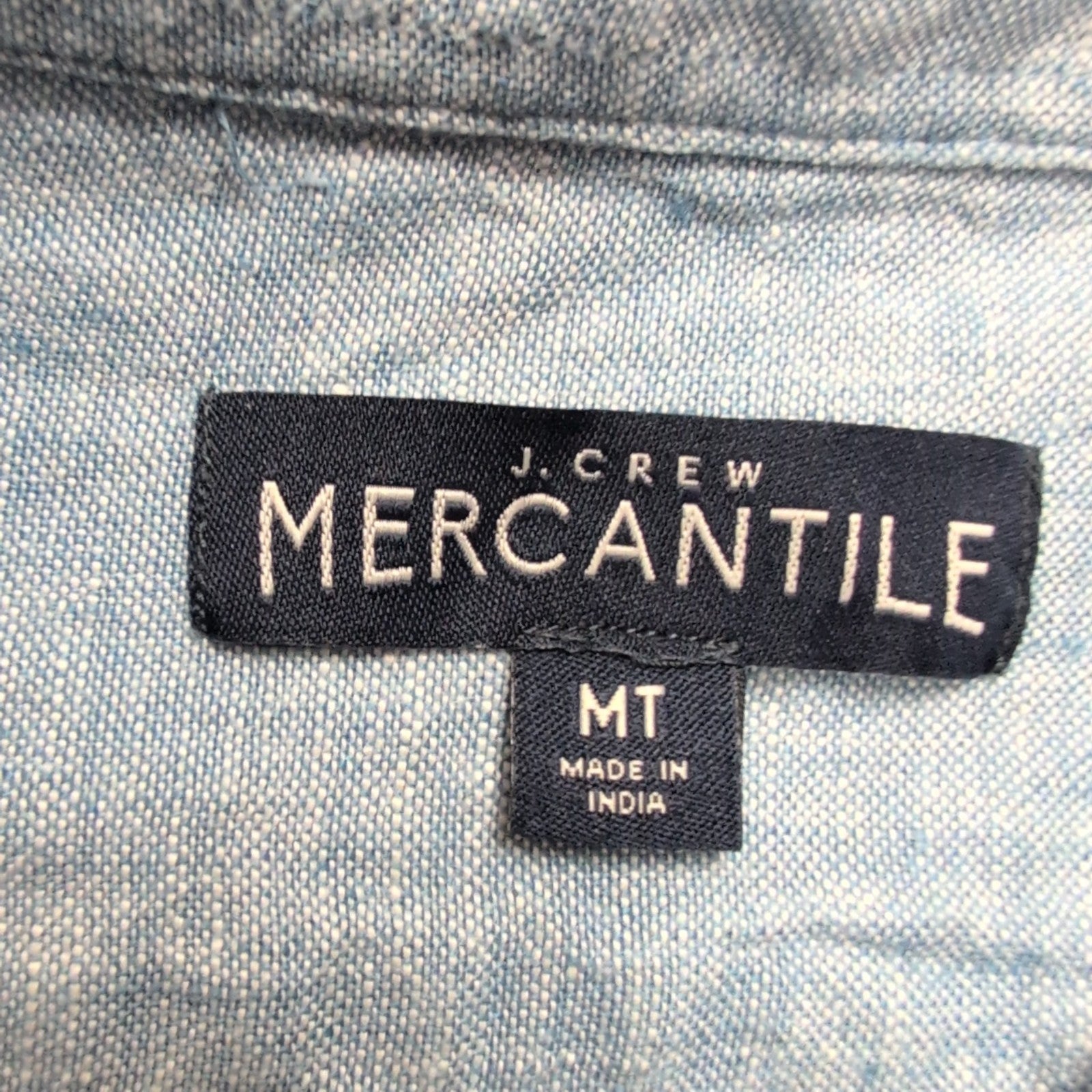 Chemise J.Crew Mercantile M Bleu Chiné Unie 100% Lin Manches Longues