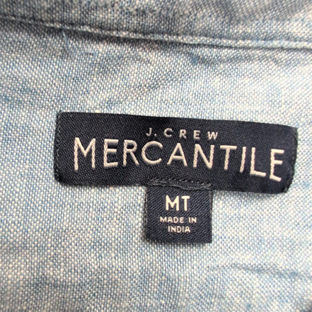 Chemise J.Crew Mercantile M Bleu Chiné Unie 100% Lin Manches Longues