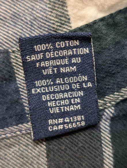 🌲 CHEMISE FLANELLE PERFORMANCE CHAPS M (G) CARREAUX BLEU MARINE NOIR LOGO BRODÉ
