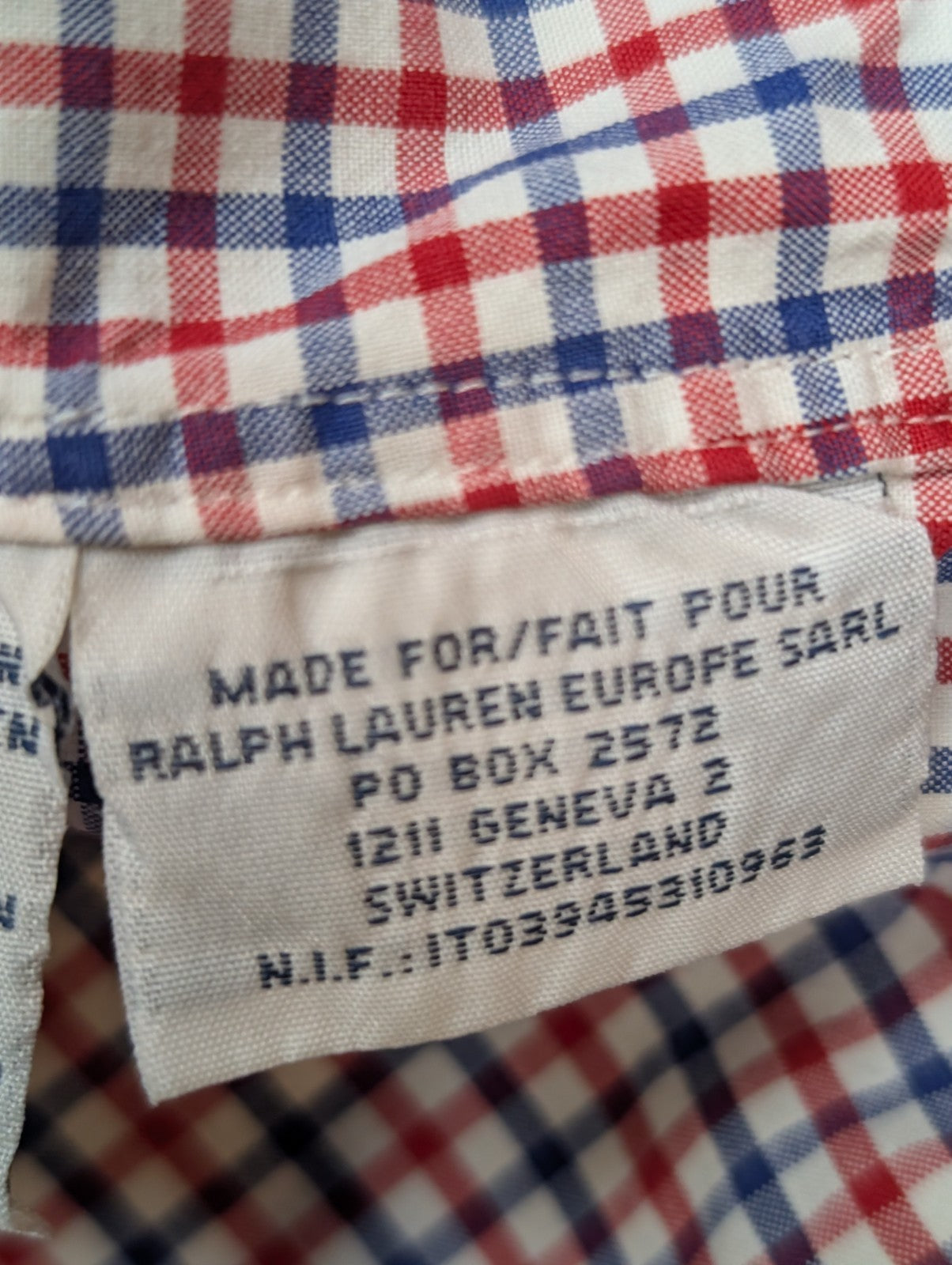 Chemise Polo Ralph Lauren Shirt M Custom Fit Vichy Bleu Rouge Blanc Button Down