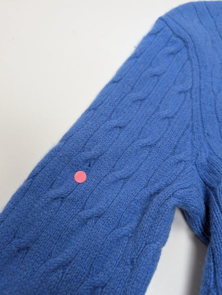 Pull Polo Ralph Lauren Torsadé Bleu Ciel Logo Orange 90% Mérinos / 10% Angora M
