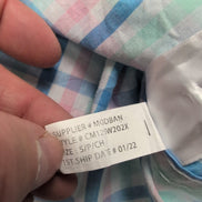 Chemise CHAPS vert bleu rose à carreaux manches courtes taille S #8e