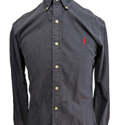 CHEMISE Ralph Lauren Homme S SLIM FIT Bleu Marine Uni Logo Rouge Classique