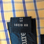 Chemise Ralph Lauren Blake M Jaune Carreaux Bleu Coton Logo Bleu Marine