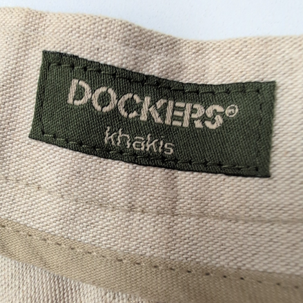 Pantalon Dockers Lin Coton Beige Chino à Pinces Relaxed Fit Taille W36 L30