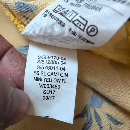 Robe D'Été  XS Jaune Fleurie Fines Bretelles Viscose