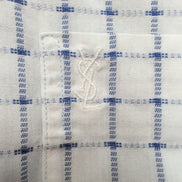 Chemise YVES SAINT LAURENT M Blanche Carreaux Bleus Gaufrés 100% Coton