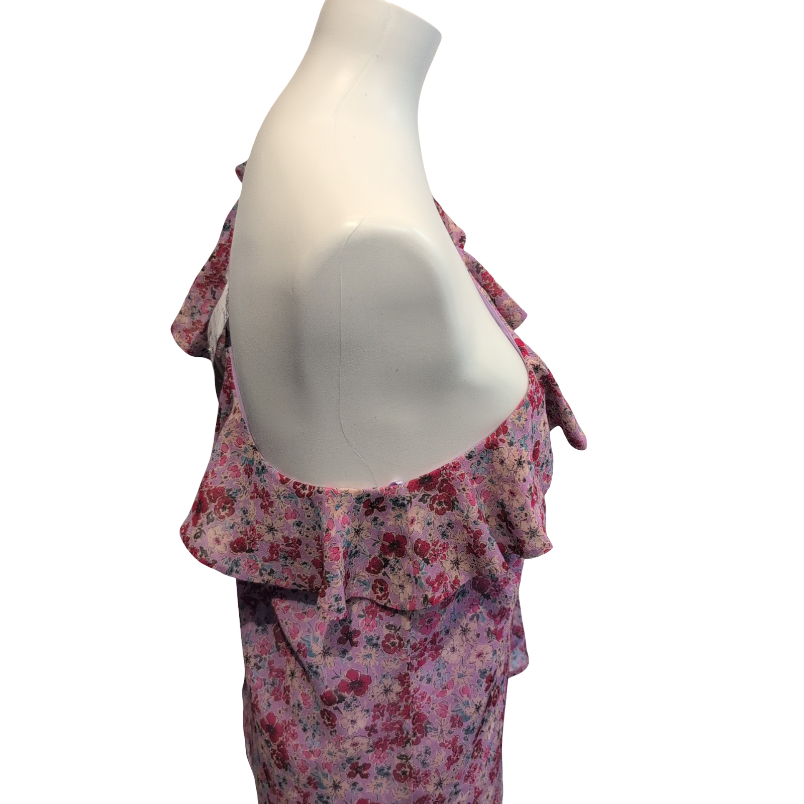 Haut Femme La Redoute Taille 38 Violet Rouge Fleuri Épaule Dénudées Neuf