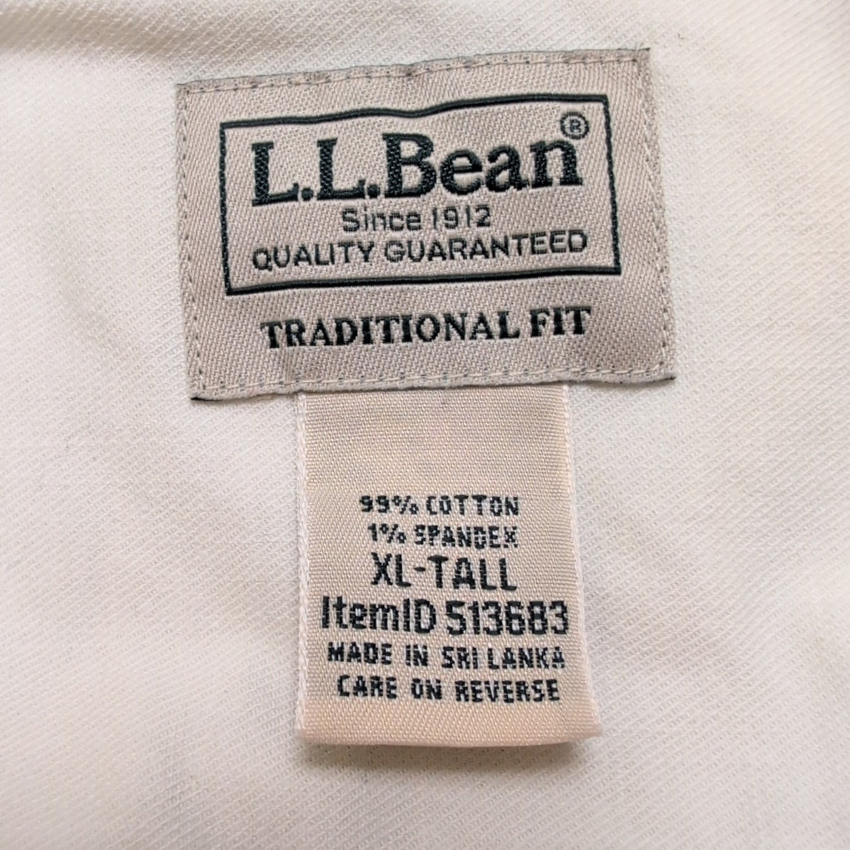 Chemise L.L.Bean XL Tall Écru Tissu Épais Vintage 2 Poches manches longues