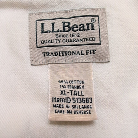 Chemise L.L.Bean XL Tall Écru Tissu Épais Vintage 2 Poches manches longues