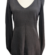 Pull Calvin Klein Femme Noir Col V Coupe Longue Évasée - Taille M