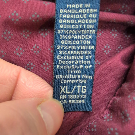 Chemise Wrangler Stretch Taille XL Bordeaux à Micro-Motifs