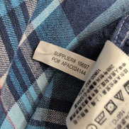 Chemise Ralph Lauren S Classic Fit 100% Lin Bleue Carreaux Manches Courtes