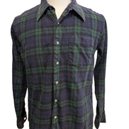 Chemise L.L.Bean T.L Vtg Laine/Coton Flanelle Épaisse Carreaux Bleu Vert
