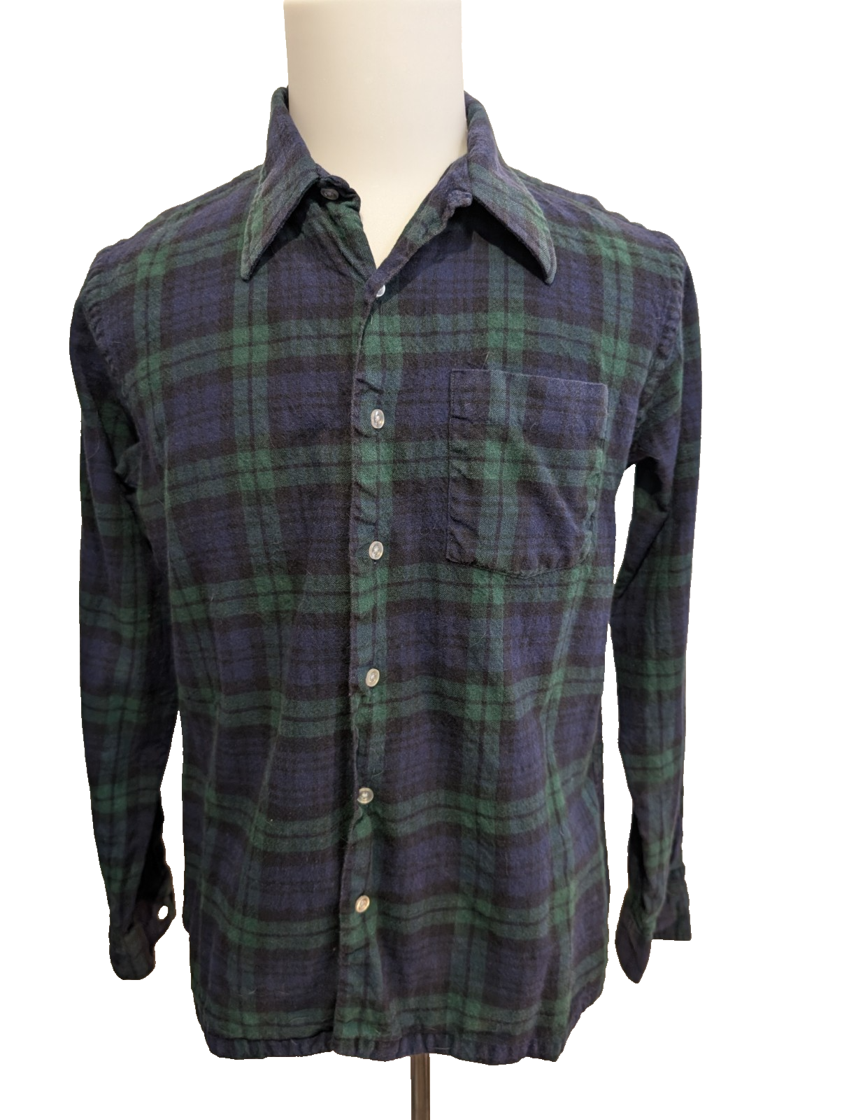 Chemise L.L.Bean T.L Vtg Laine/Coton Flanelle Épaisse Carreaux Bleu Vert