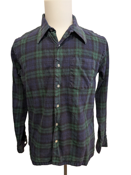 Chemise L.L.Bean T.L Vtg Laine/Coton Flanelle Épaisse Carreaux Bleu Vert