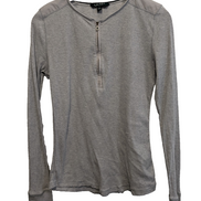 Pull LAUREN Ralph Lauren M gris chiné col zippé logo RL brodé manches longues